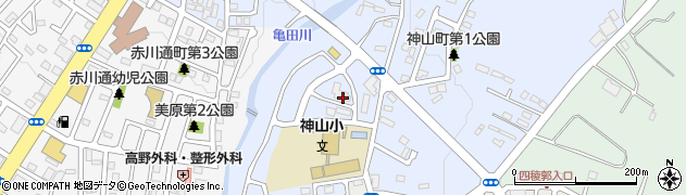 函館市役所　子ども未来部次世代育成課要保護児童等支援担当神山児童館周辺の地図