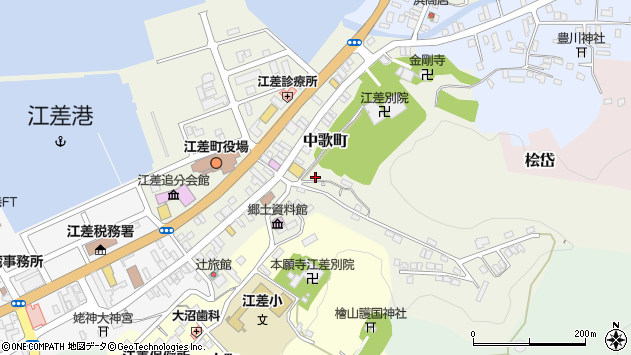 〒043-0034 北海道檜山郡江差町中歌町の地図
