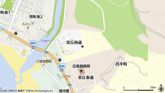 〒057-0023 北海道浦河郡浦河町栄丘の地図
