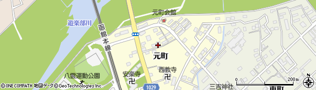 北海道八雲町（二海郡）元町周辺の地図