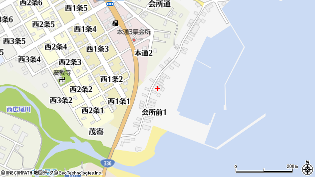 〒089-2605 北海道広尾郡広尾町会所前の地図