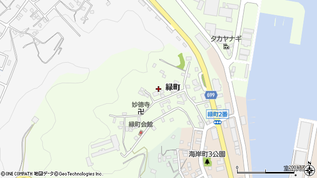 〒051-0021 北海道室蘭市緑町の地図