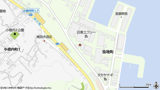 〒051-0031 北海道室蘭市築地町の地図