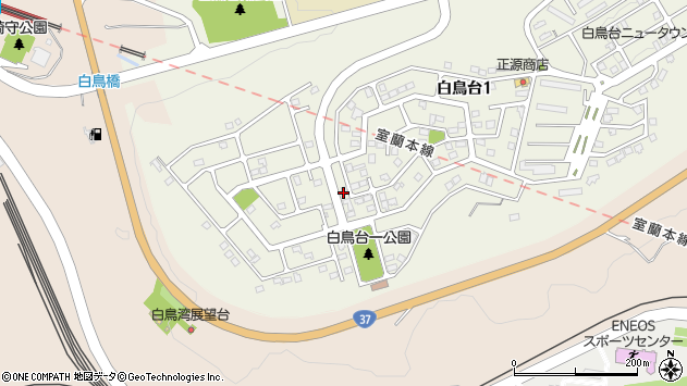 〒050-0054 北海道室蘭市白鳥台の地図