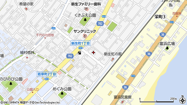 〒059-0032 北海道登別市新生町の地図