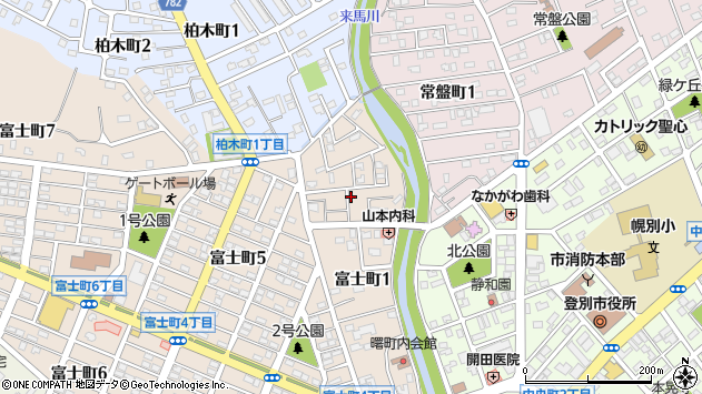 〒059-0014 北海道登別市富士町の地図