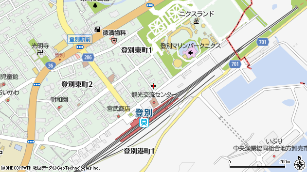 〒059-0464 北海道登別市登別東町の地図