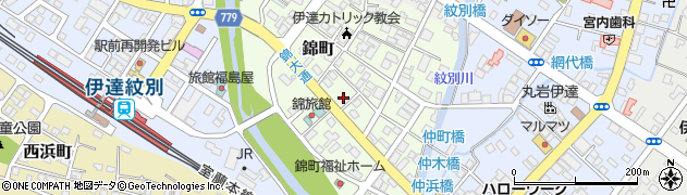 北海道伊達市錦町周辺の地図