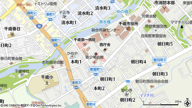 〒066-0042 北海道千歳市東雲町の地図