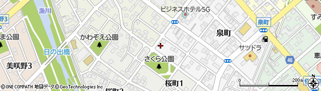 北海道恵庭市泉町209周辺の地図