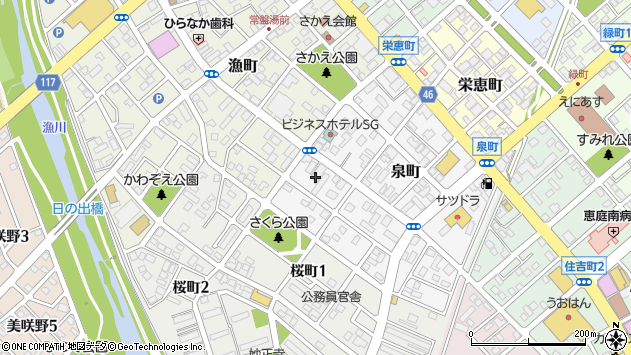 〒061-1415 北海道恵庭市泉町の地図