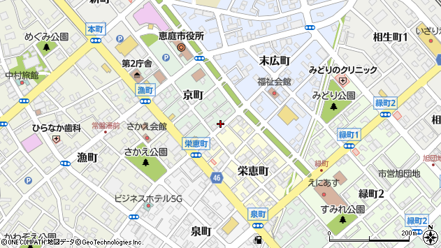 〒061-1444 北海道恵庭市京町の地図
