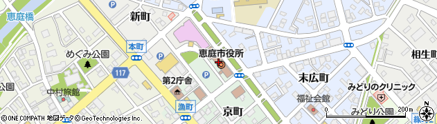 恵庭市役所周辺の地図