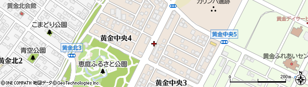 北海道恵庭市黄金中央周辺の地図