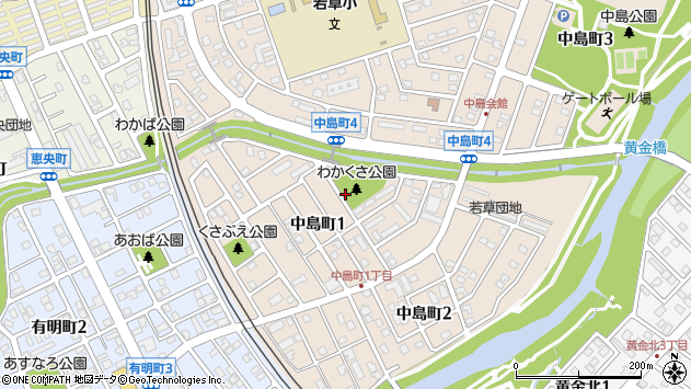 〒061-1435 北海道恵庭市中島町の地図
