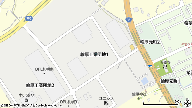 〒061-1281 北海道北広島市輪厚工業団地の地図