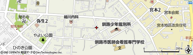 北海道釧路市弥生周辺の地図