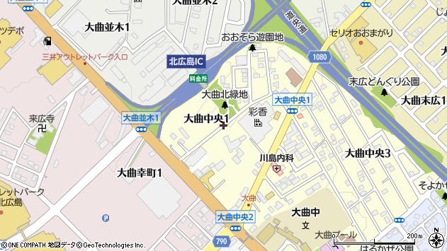 〒061-1271 北海道北広島市大曲中央の地図