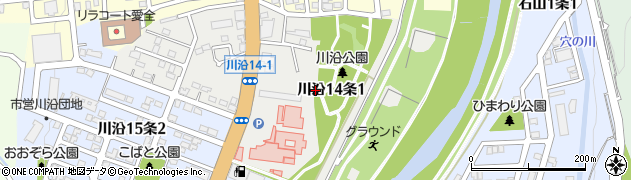 北海道札幌市南区川沿１４条周辺の地図
