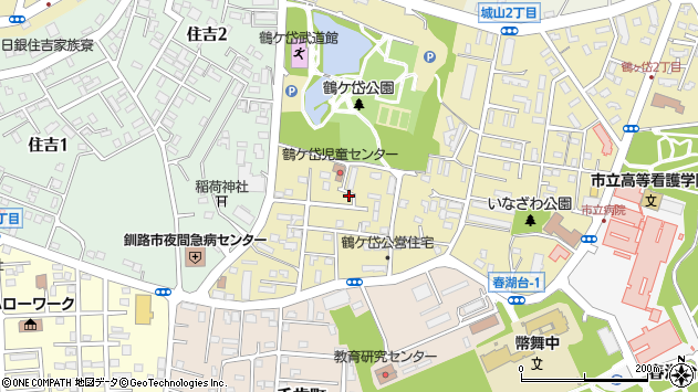 〒085-0821 北海道釧路市鶴ケ岱の地図