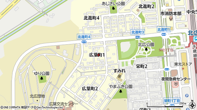 〒061-1134 北海道北広島市広葉町の地図
