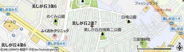 北海道札幌市清田区美しが丘２条周辺の地図