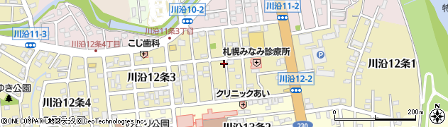北海道札幌市南区川沿１２条周辺の地図
