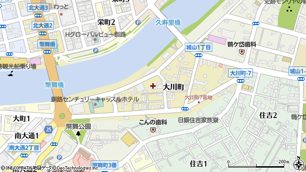 〒085-0837 北海道釧路市大川町の地図