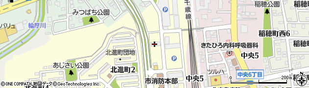 北海道中央バス株式会社　北広島車庫周辺の地図