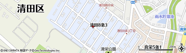 北海道札幌市清田区清田８条周辺の地図