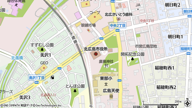 〒061-1100 北海道北広島市（以下に掲載がない場合）の地図
