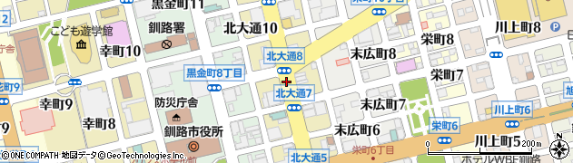 北海道釧路市北大通周辺の地図