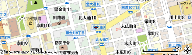 北海道釧路市北大通9丁目周辺の地図