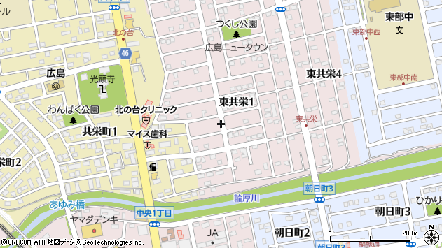 〒061-1114 北海道北広島市東共栄の地図