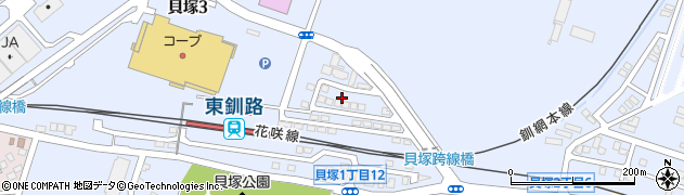 北海道釧路市貝塚周辺の地図