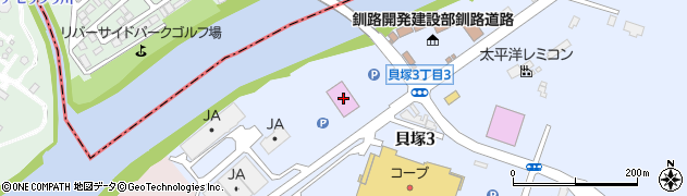 ダイナム釧路貝塚店周辺の地図