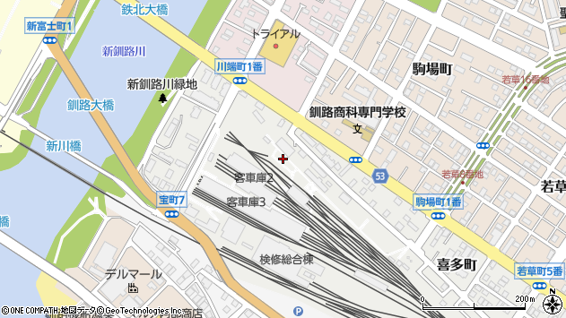 〒085-0043 北海道釧路市喜多町の地図