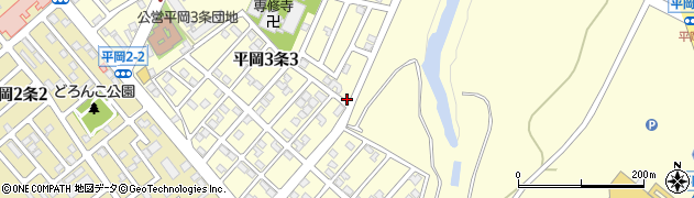 北海道札幌市清田区平岡３条周辺の地図