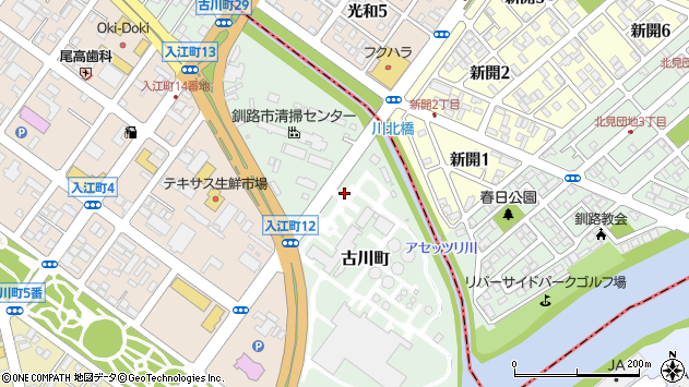 〒085-0001 北海道釧路市古川町の地図
