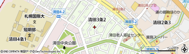 北海道札幌市清田区清田３条周辺の地図