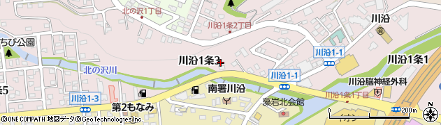 北海道札幌市南区川沿１条3丁目周辺の地図