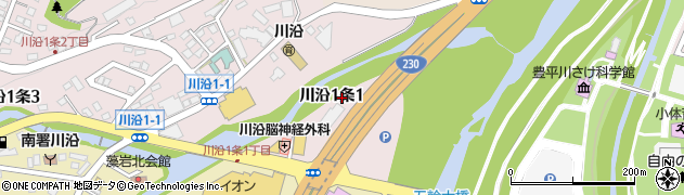 北海道札幌市南区川沿１条1丁目周辺の地図