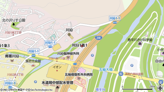 〒005-0801 北海道札幌市南区川沿一条の地図