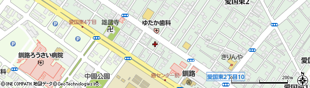 釧路愛国郵便局周辺の地図