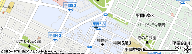 北海道札幌市清田区平岡５条2丁目6-18周辺の地図
