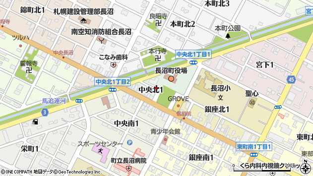 〒069-1332 北海道夕張郡長沼町中央の地図