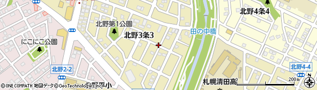 北海道札幌市清田区北野３条周辺の地図