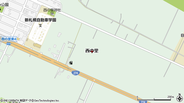 〒061-1102 北海道北広島市西の里の地図