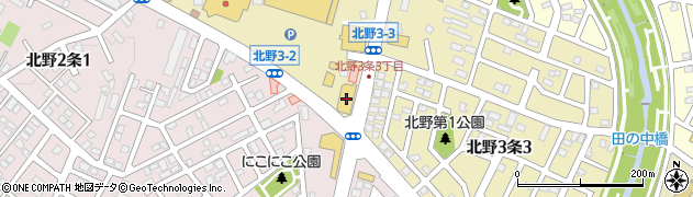 ダイソー＆アオヤマ札幌北野店周辺の地図