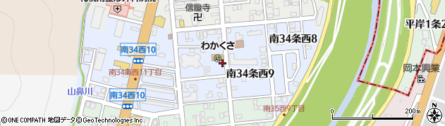 北海道札幌市南区南３４条西周辺の地図